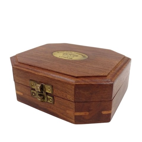 Zegar Słoneczny z Kompasem w Pudełku Drewnianym - Retro Prezent dla Podróżnika - SUN-0106