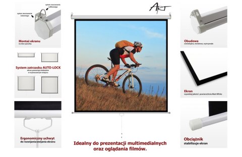 EKRAN RĘCZNY PÓŁAUTOMAT 4:3 120" 244x183cm MS-120 4:3 ART