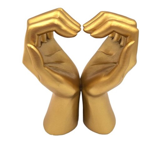 Złota Figurka Dekoracyjna Glamour - Serce z Dłoni 
- 44190FJ