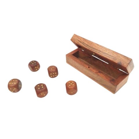 Drewniane Kości do gry w podłużnym pudełku drewnianym - DNU-006