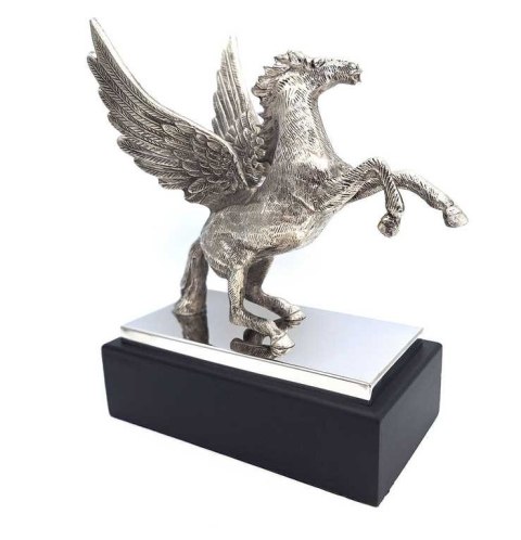 Pegaz - figurka dekoracyjna aluminiowa na podstawie stalowo-drewnianej - NI9935