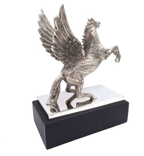 Pegaz - figurka dekoracyjna aluminiowa na podstawie stalowo-drewnianej - NI9935