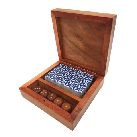 Talia kart i kości w pudełku drewnianym - DNU-010