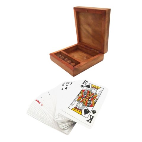 Talia kart i kości w pudełku drewnianym - DNU-010