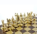 Wielkie Ekskluzywne Mosiężne Szachy - Złocisto-srebrne - Łucznicy 44x44cm - S10BGS