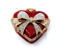 Wyjątkowe metalowe pudełeczko na biżuterię z kryształami - Serce - B0747-00