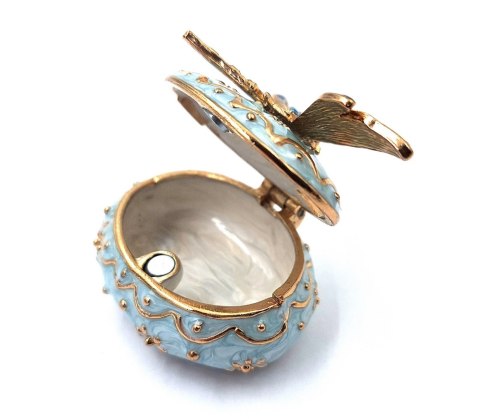 Metalowe pudełeczko prezentowe z kryształkami - szkatułka na biżuterię Ważka - B0780-06