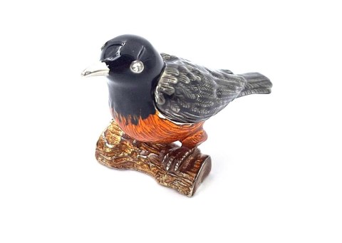 Wyjątkowe metalowe pudełeczko zdobione kryształkami - Ptaszek - B0192-02