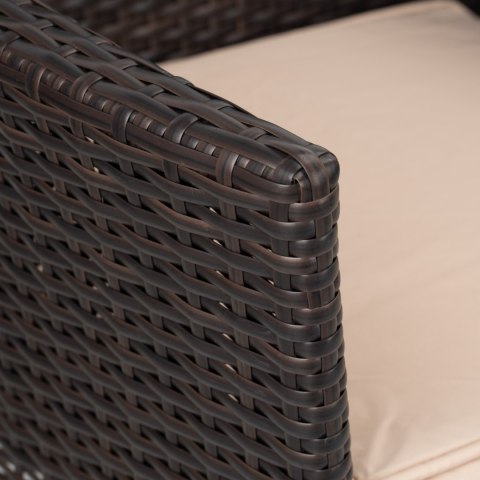 Ławka ogrodowa z technorattanu sofa CORDOBA czarna z beżowymi poduszkami