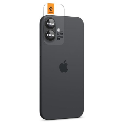 Spigen Optik Pro GLAS.TR EZ Fit Camera Protector 2-Pack - Szkło ochronne na obiektyw do iPhone 17 / 16 / 16 Plus (2 szt) (Czarny