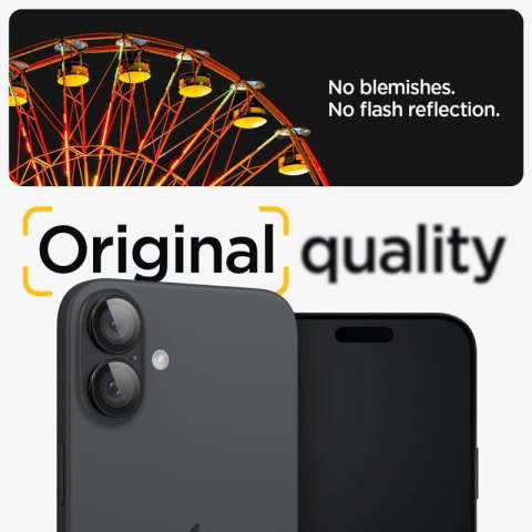 Spigen Optik Pro GLAS.TR EZ Fit Camera Protector 2-Pack - Szkło ochronne na obiektyw do iPhone 17 / 16 / 16 Plus (2 szt) (Czarny