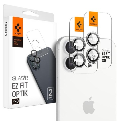 Spigen Optik Pro GLAS.TR EZ Fit Camera Protector 2-Pack - Szkło ochronne na obiektyw do iPhone 17 / 16 / 16 Plus (2 szt) (Przezr