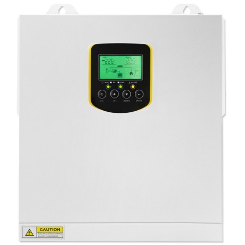 Qoltec Hybrydowy inwerter solarny Off-Grid 2.5kVA| 2.5kW | 100A | MPPT | LCD | BMS | Sinus