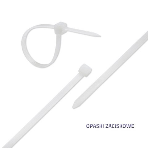 Qoltec Opaski zaciskowe Trytki kablowe | 4.8*350mm | 100 szt. | Nylon66 | UV | Białe