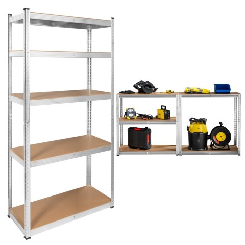 Regał metalowy magazynowy 180x90x40 srebrny Rebel