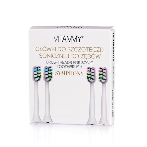 VITAMMY SYMPHONY/VIVO KOŃCÓWKI 4 SZT. WHITE Do szczoteczki sonicznej, miękkie i trwałe