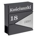 Skrzynka pocztowa na listy Boris antracyt z napisami
