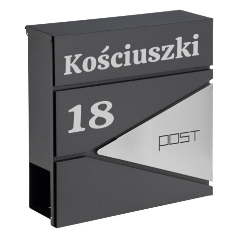 Skrzynka pocztowa na listy Boris antracyt z napisami