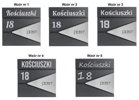 Skrzynka pocztowa na listy Boris antracyt z napisami