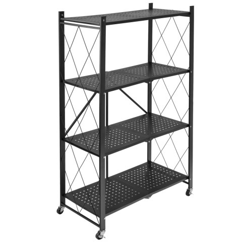 Regał składany GESTEL 4 poziomy czarny na kółkach