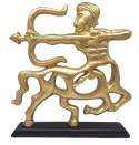 Złota Figurka Dekoracyjna - Strzelec - drewniana podstawa - SAG2