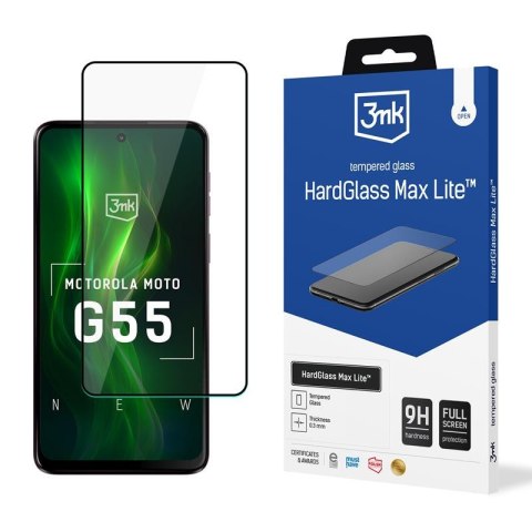 3mk HardGlass Max Lite - Szkło hartowane do Motorola Moto G55 5G (Czarny)