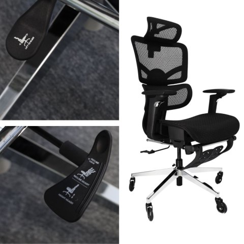Ergonomiczny fotel biurowy regulowane krzesło biurowe z siatki - Czarne