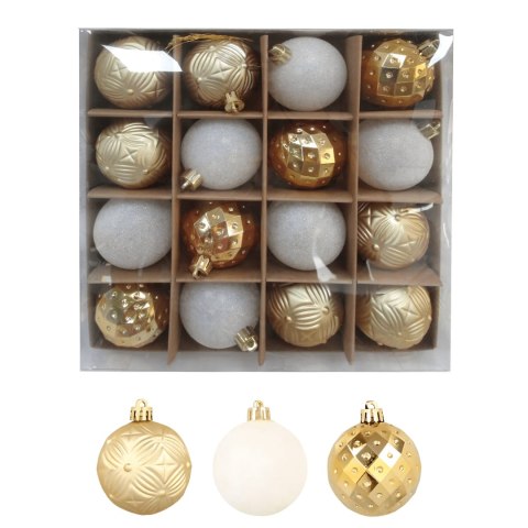 Zestaw 16 bombek choinkowych 6cm - luksusowe złoto