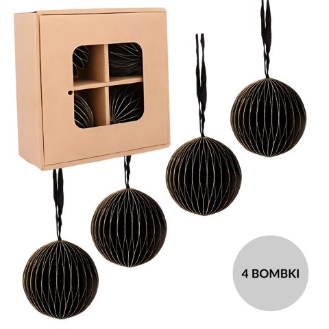 Zestaw 4 bombek papierowych składanych 7cm - głęboka czerń