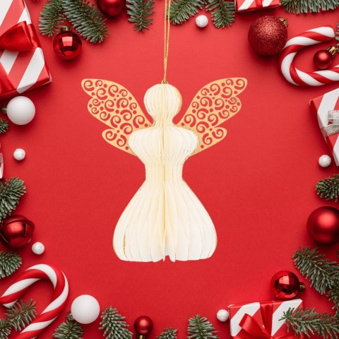 Aniołek papierowy składany 12cm - klasyczna biel