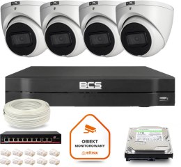 Zestaw monitoringu IP BCS Line 4x Kamera BCS-L-EIP14FSR3-AI1 Rejestrator z dyskiem
