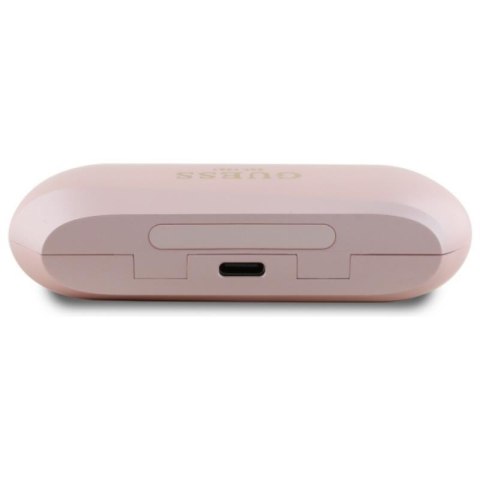 Guess Elongated Metalic Printed Logo - Słuchawki Bluetooth TWS + etui ładujące (różowy)
