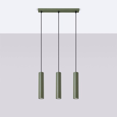 Lampa wisząca LAGOS 3L zielona oliwka