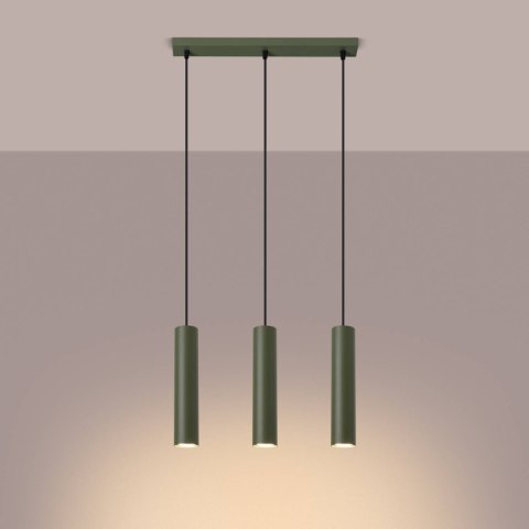 Lampa wisząca LAGOS 3L zielona oliwka