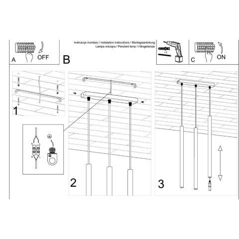Lampa wisząca PASTELO 3 ochra czerwona