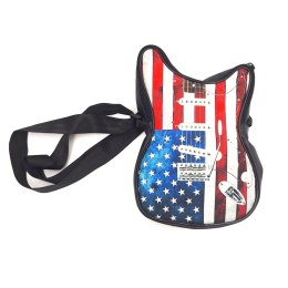 Torba na ramię w kształcie gitary - flaga amerykańska - Prezent dla muzyka
