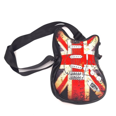 Torba na ramię w kształcie gitary - flaga brytyjska - Prezent dla fana muzyki - RBG-008