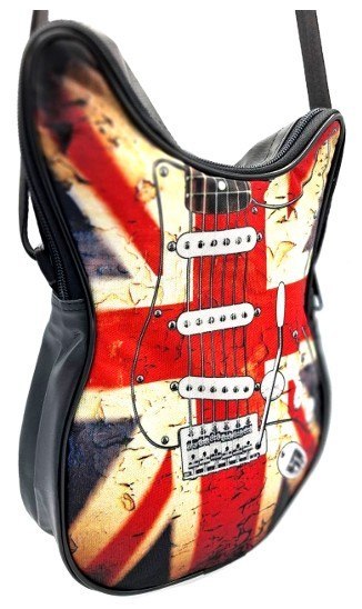 Torba na ramię w kształcie gitary - flaga brytyjska - Prezent dla fana muzyki - RBG-008