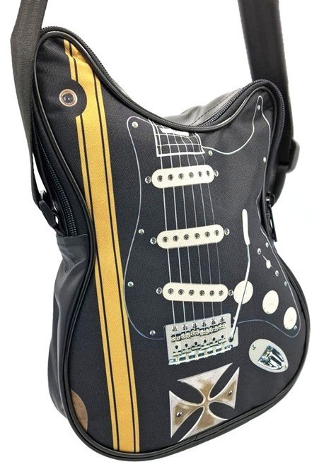 Torba na ramię w kształcie gitary z krzyżem maltańskim - Prezent dla gitarzysty - RBG-005