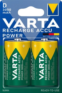 AKUMULATORY VARTA R20 (typD) 3000 mAh RECHARGE ACCU POWER 2szt