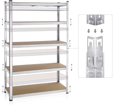 Regał stalowy magazynowy 200kg 5 poziomów 205x120x45 cm ocynkowany