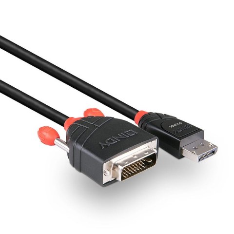 Lindy 41490 adapter kablowy 1 m DVI-D DisplayPort Czarny