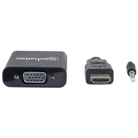 Manhattan 151559 adapter kablowy 0,3 m HDMI + 3.5mm VGA (D-Sub) Czarny