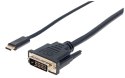 Manhattan 152457 adapter kablowy 2 m USB Type-C DVI Czarny
