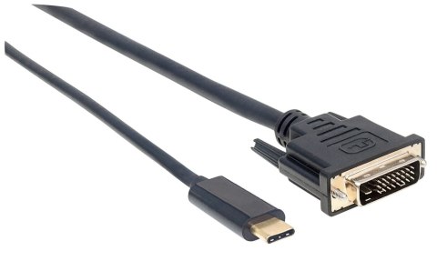 Manhattan 152457 adapter kablowy 2 m USB Type-C DVI Czarny