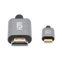 Manhattan 153607 adapter kablowy 2 m HDMI Typu A (Standard) USB Type-C Czarny, Srebrny