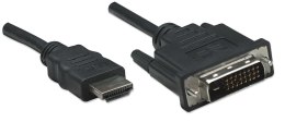 Manhattan 322782 adapter kablowy 1 m HDMI Typu A (Standard) DVI-D Czarny