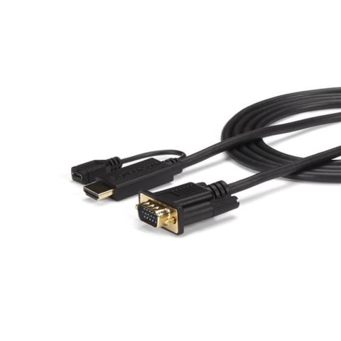 StarTech HD2VGAMM10 adapter kablowy 3 m VGA (D-Sub) HDMI + Micro USB Czarny