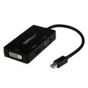 StarTech MDP2VGDVHD adapter kablowy 0,15 m Mini DisplayPort DVI-D + VGA (D-Sub) + HDMI Czarny