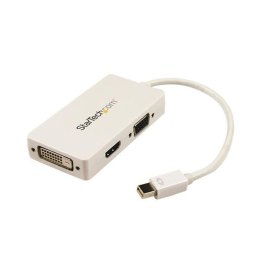StarTech MDP2VGDVHDW adapter kablowy 0,15 m Mini DisplayPort DVI-D + VGA (D-Sub) + HDMI Biały